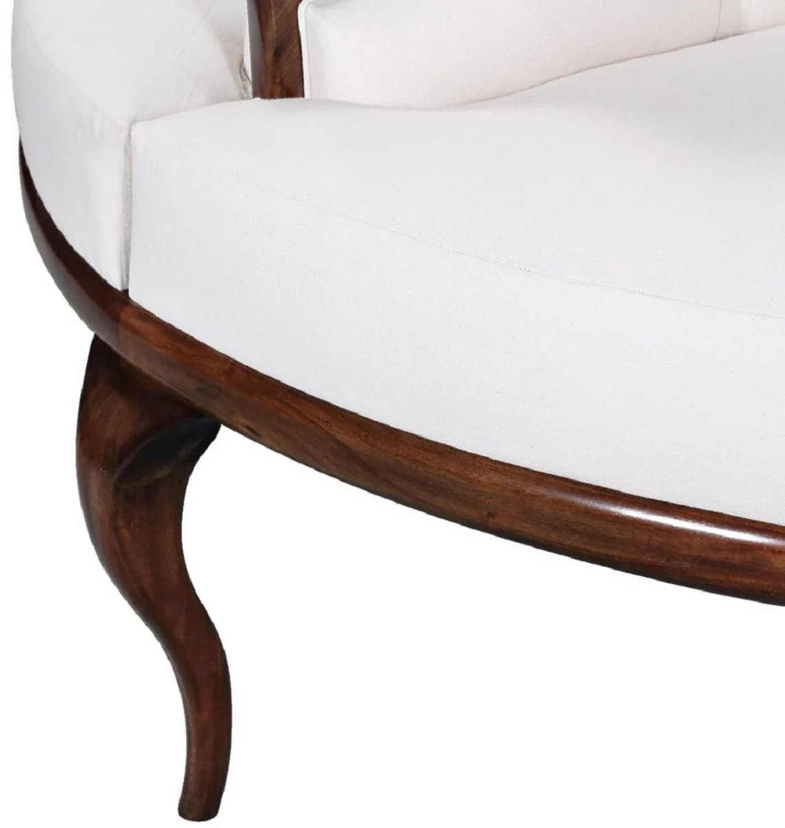 Luxury Baroque Round Sofa White / Dark Brown - Handcrafted Round Sofa - Baroque Hotel & Restaurant Furniture