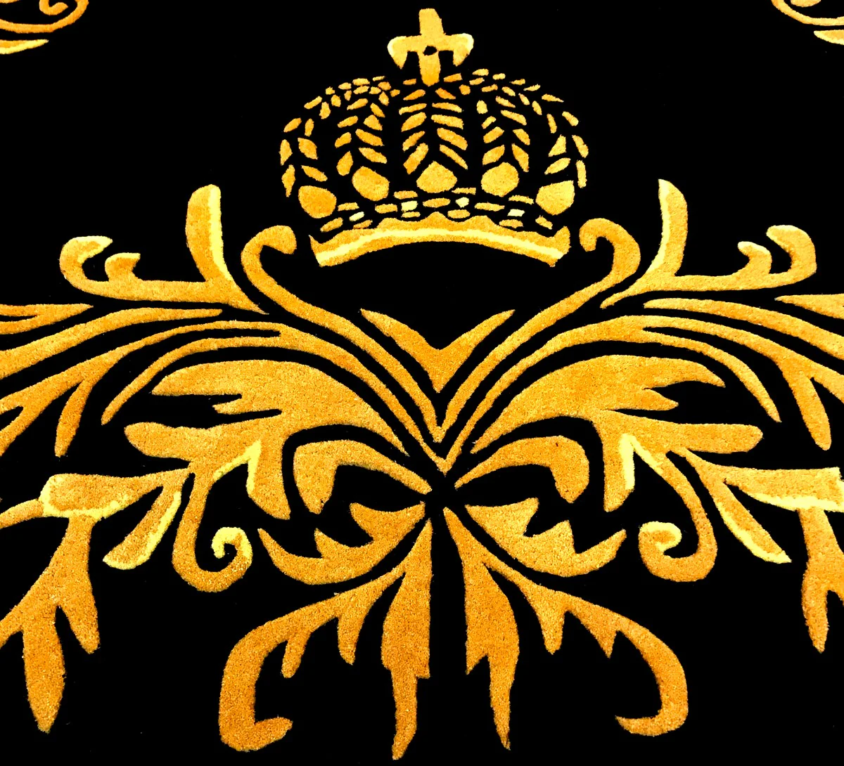 Pompöös by luxury carpet by Harald Glööckler 160 x 230 cm crown black / gold - baroque design carpet - hand-woven from wool
