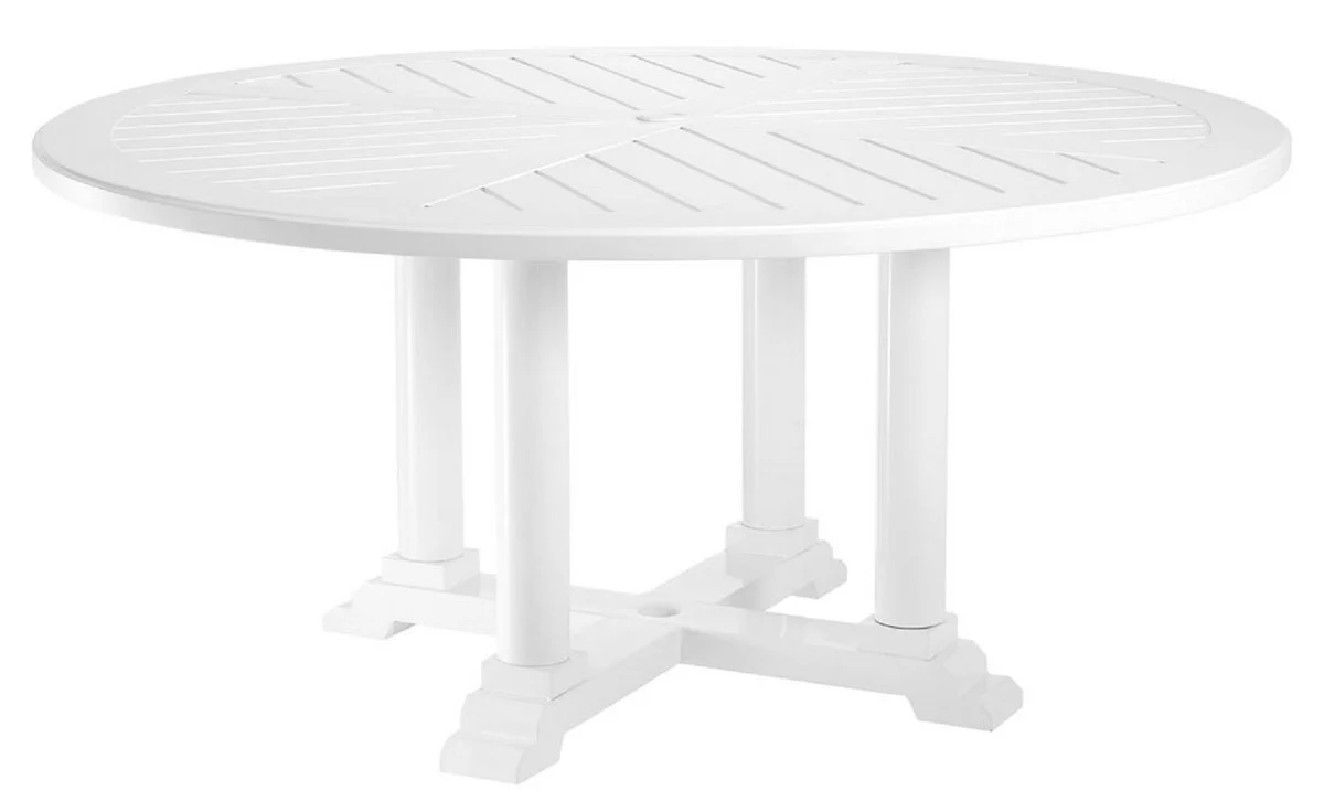 Luxury dining table white Ø 160 x H. 75 cm - round kitchen table made of high-quality, durable aluminum - garden table