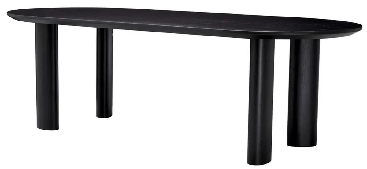 Luxury dining table black 244 x 109.5 x H. 77 cm - Oval solid wood kitchen table - Dining room furniture - Kitchen furniture - Luxury furniture - Luxury furnishings