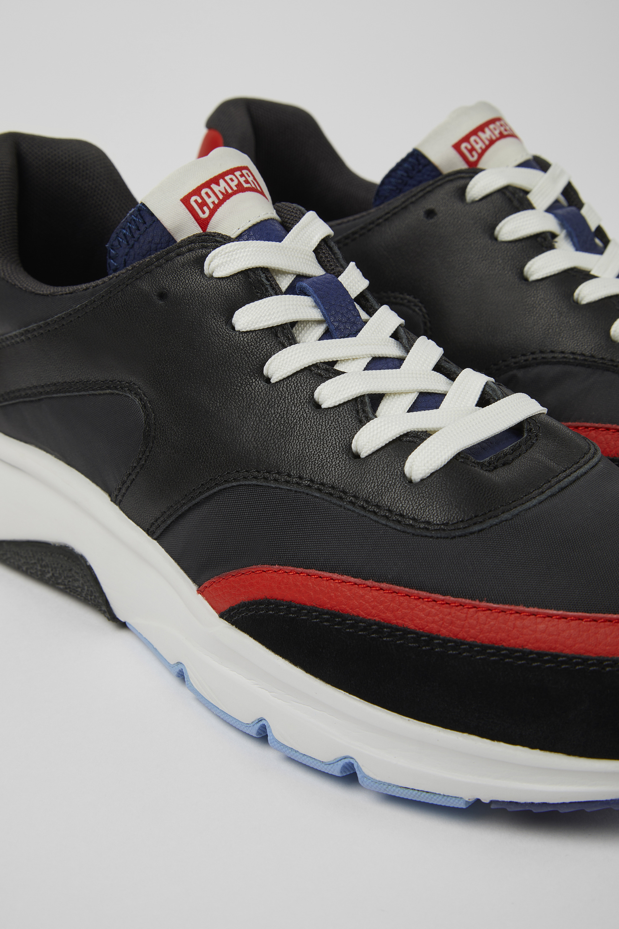 Drift - Schwarze und rote Textil- und Ledersneaker für Herren