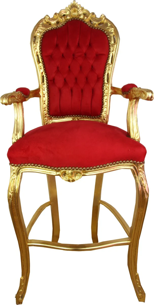 Baroque high chair bar chair red / gold - bar stool chair furniture