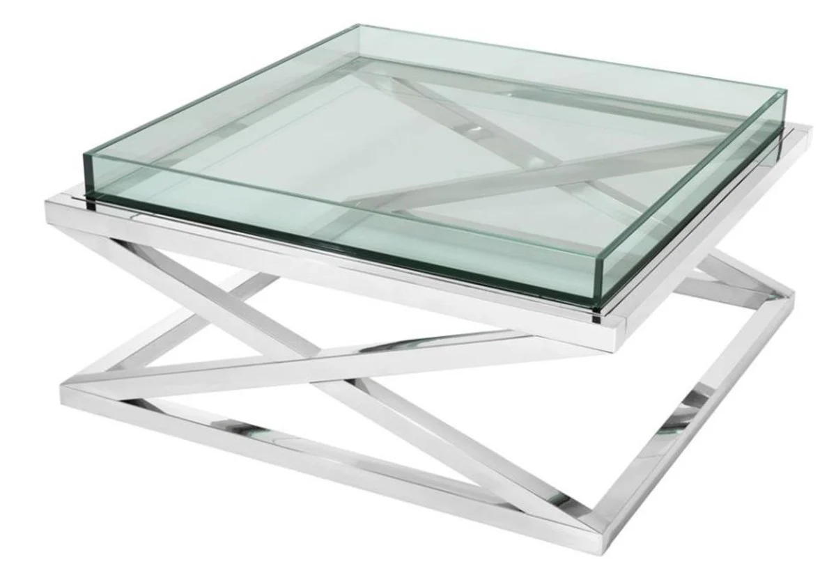 Designer coffee table silver 100 x 100 x H. 46.5 cm - luxury hotel furniture