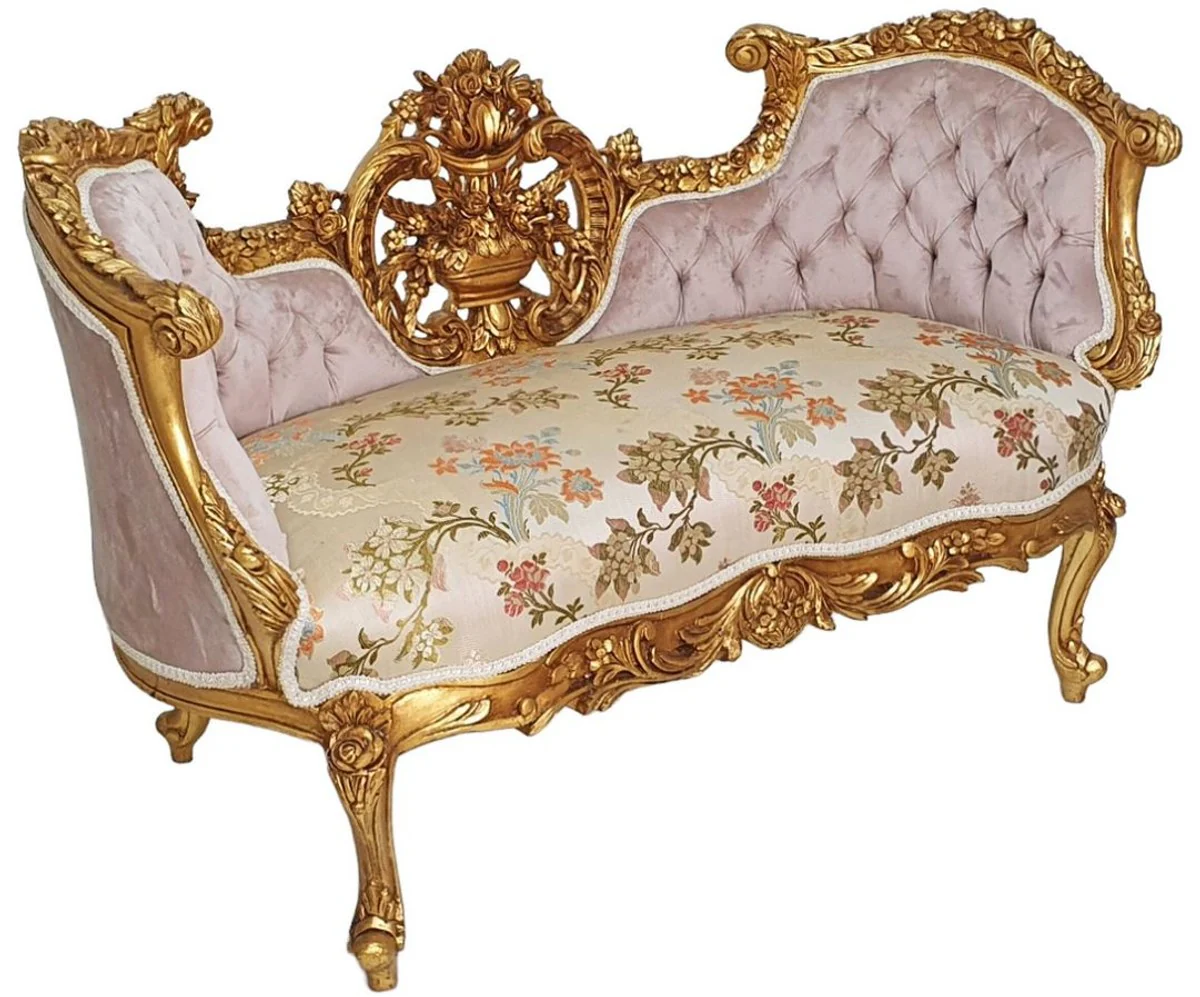 Baroque sofa pink / beige / multicolored / gold - magnificent living room sofa in baroque style - living room furniture in baroque style - baroque furniture - baroque furnishings