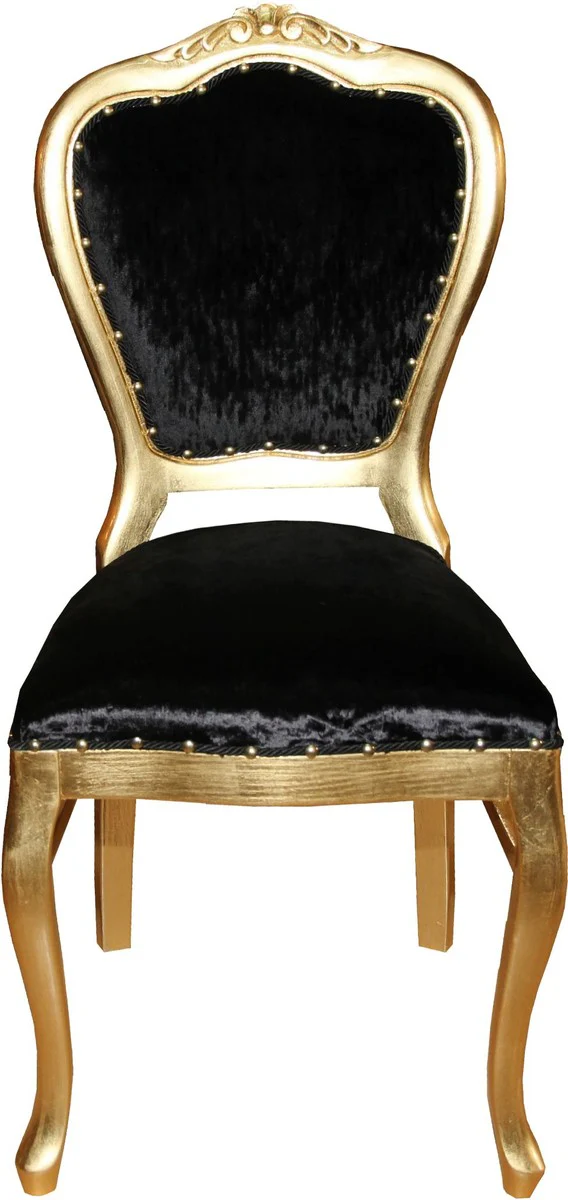 Baroque Luxury Dining Room Chair Black / Gold - Dressing Table Chair - Baroque Furniture