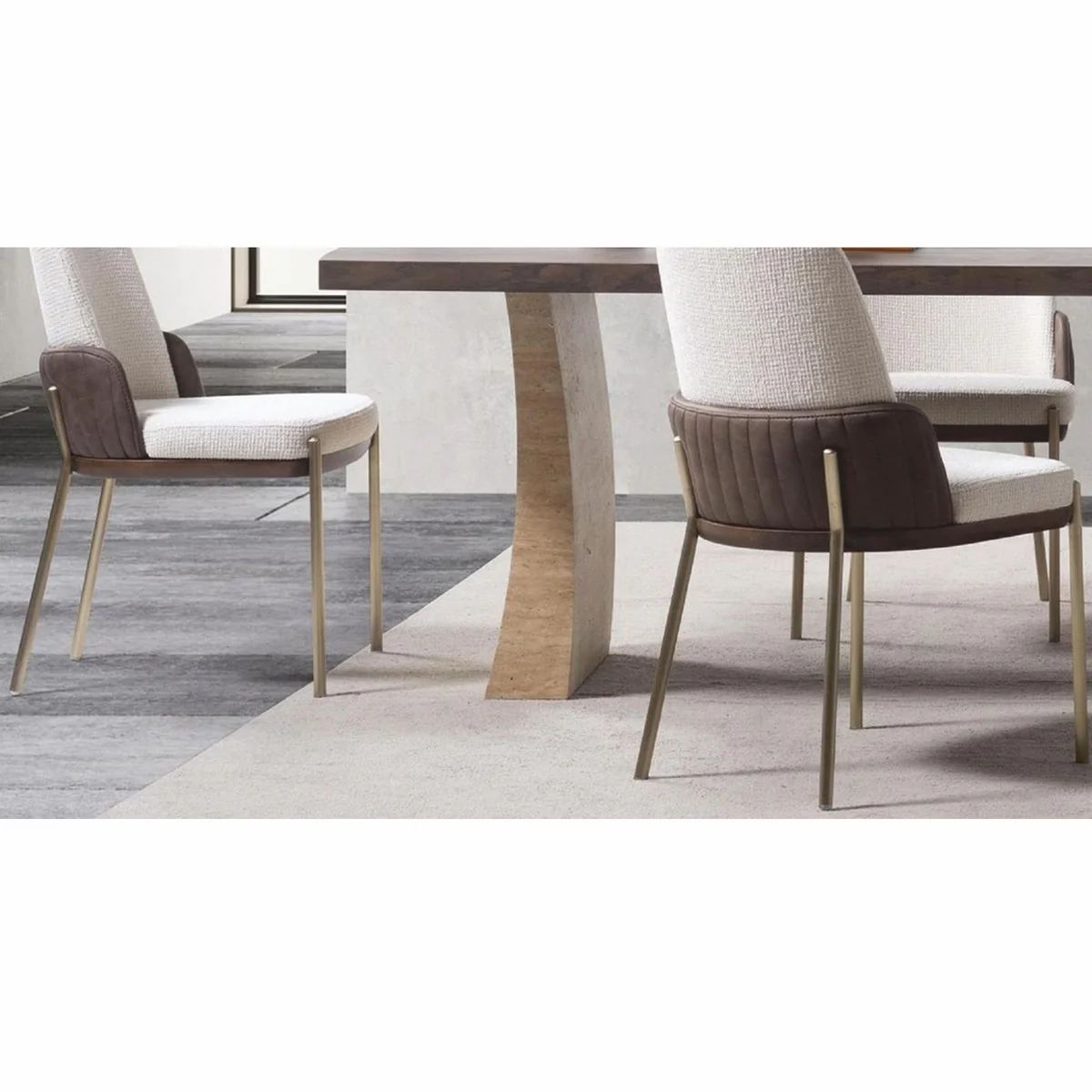 Luxury dining table brown / beige 208 cm - hotel & dining room furniture