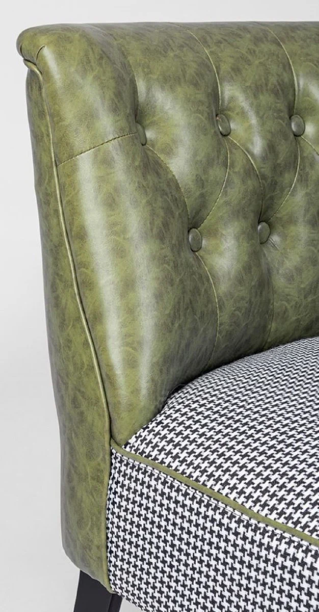 Luxury Chesterfield faux leather sofa dark green / white / black 136 x 66 x H. 76 cm - living room sofa - living room furniture - Chesterfield furniture - luxury furniture - luxury furnishings