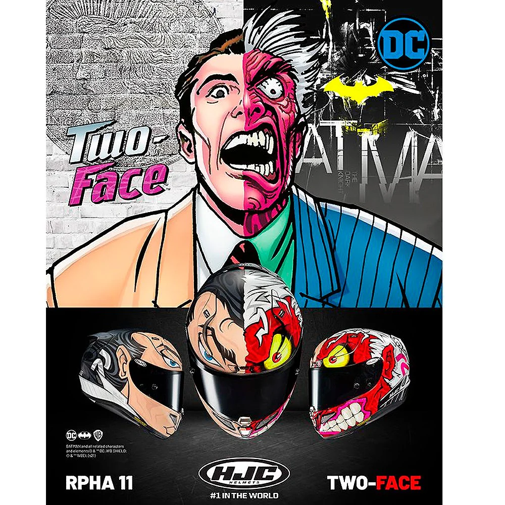 CASCO HJC RPHA11 TWO FACE DC COMICs NEGRO / ROJO