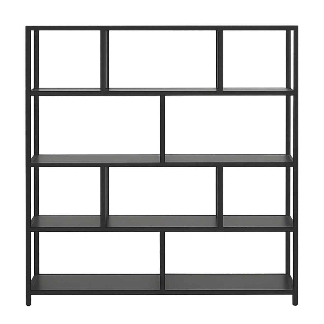 Metallregal, 4 Ablagen, Eisengestell, schwarz, für Büro oder Wohnzimmer, Wandmontage, 120 x 30 x 150 cm - zSOVwDnlgubK