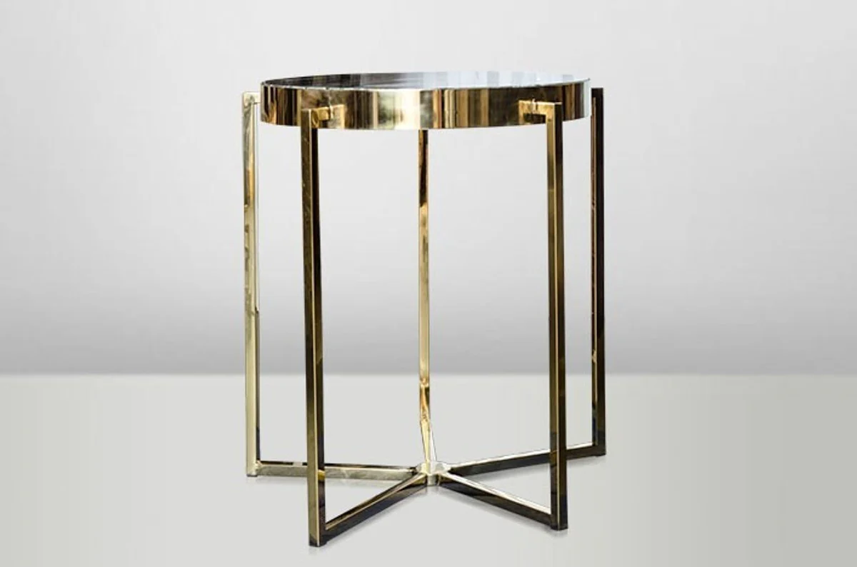 Art Deco side table gold metal / marble 65 x 65 cm - Art Nouveau table - furniture flower table