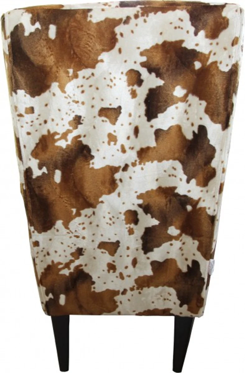 Luxury Wing Chair Cow Pattern Brown/White - Chesterfield Furniture