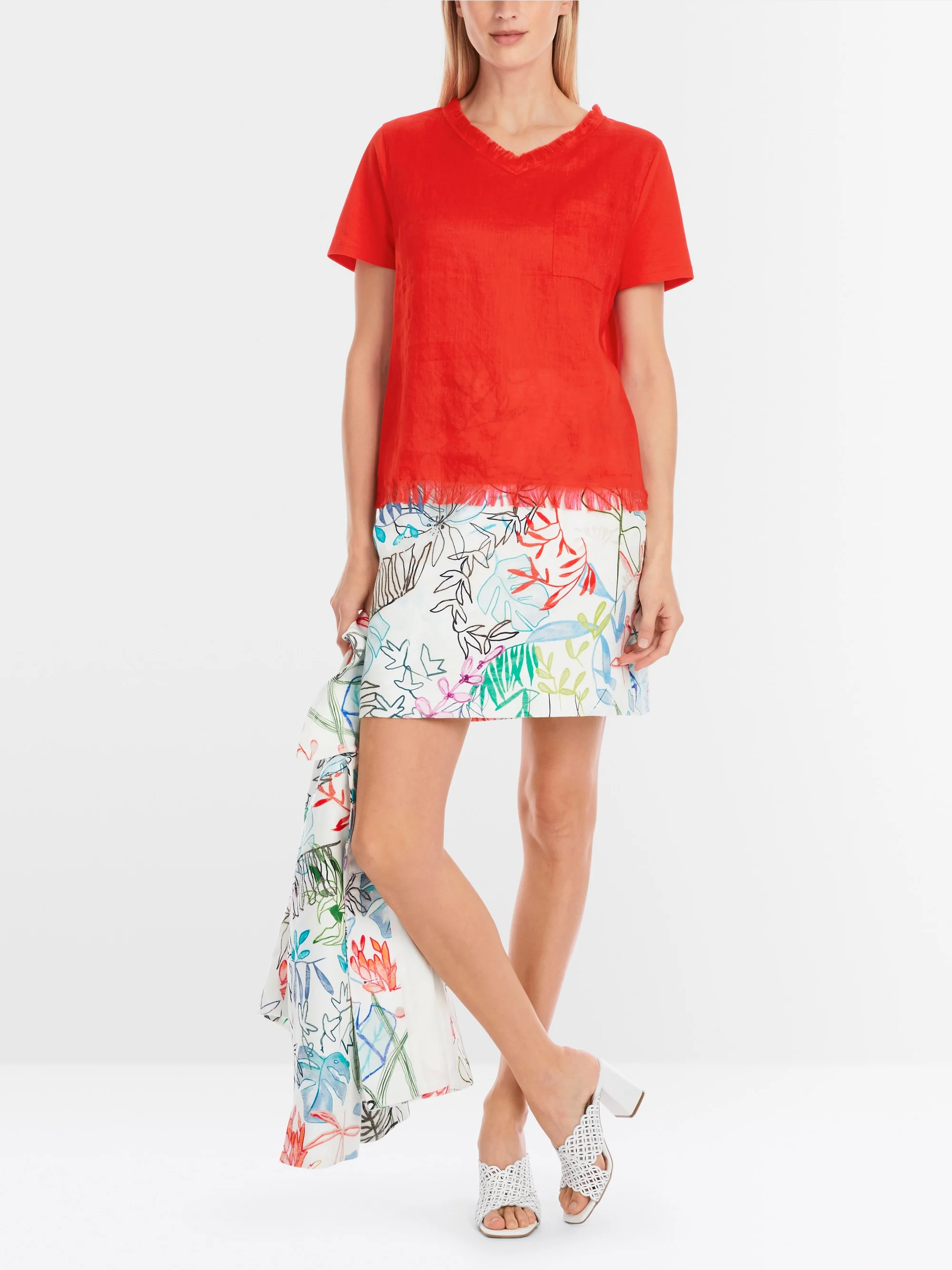 Marc-Cain Luftiges T-Shirt mit Leinen