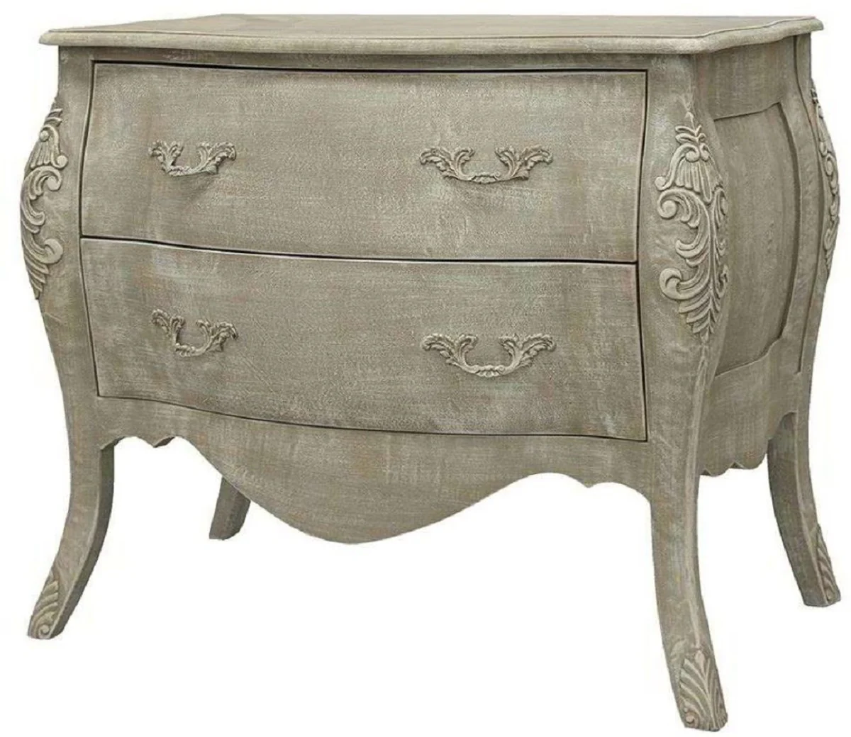 Luxury baroque chest of drawers antique gray 90 x 58 x H. 80 cm - Handcrafted solid wood chest of drawers with 2 drawers - Elegant furniture in the baroque style
