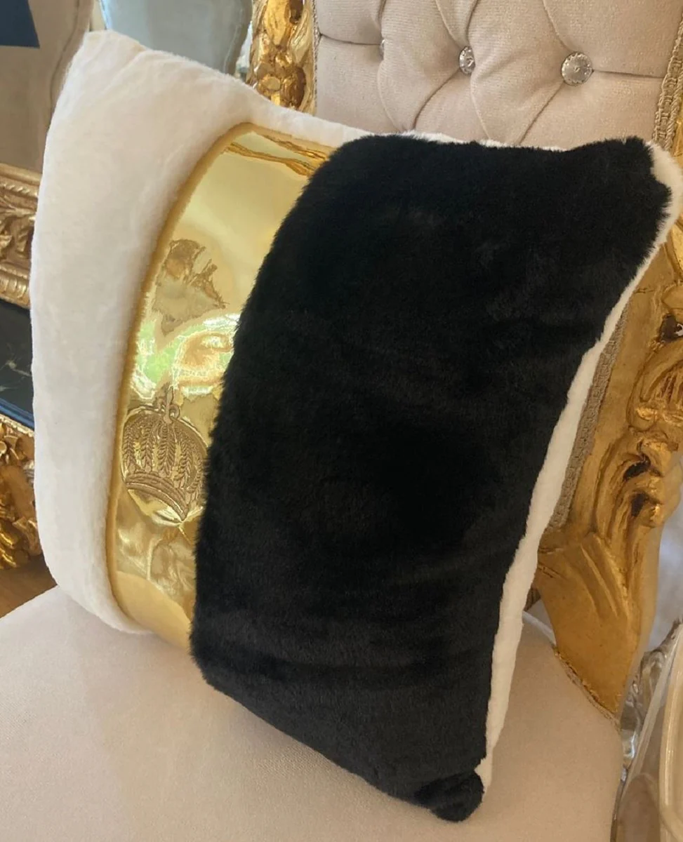 Harald Glööckler luxury decorative cushion Pompöös by white / black / gold - Glööckler cushions - designer decorative cushions - Harald Glööckler designer decorative accessories