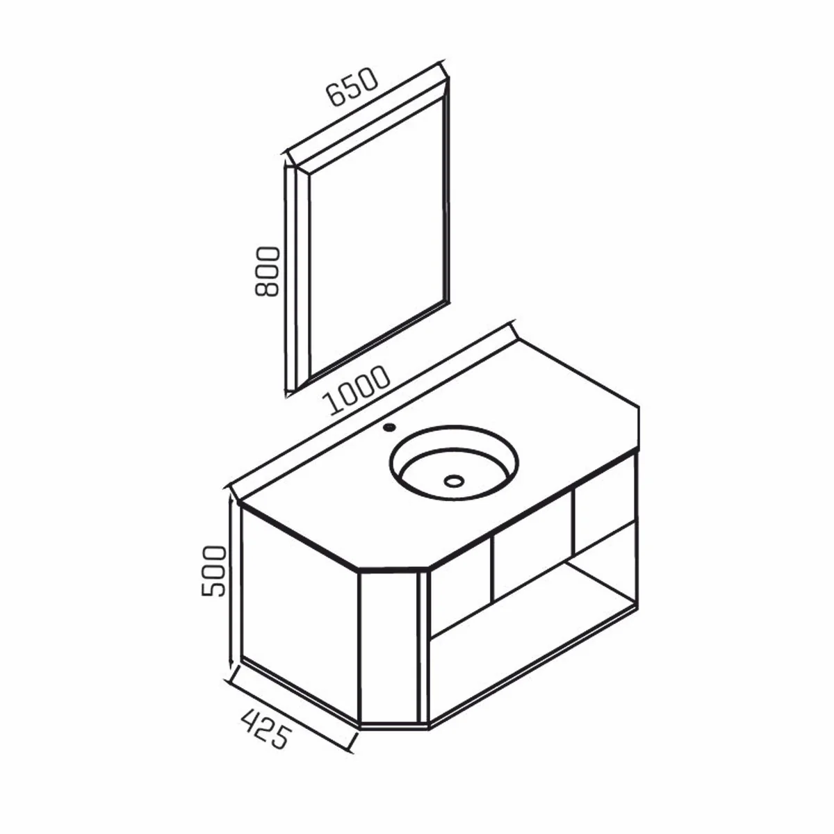 Luxury bathroom set high gloss white / gold 100 cm - Hotel & Bathroom Inerior