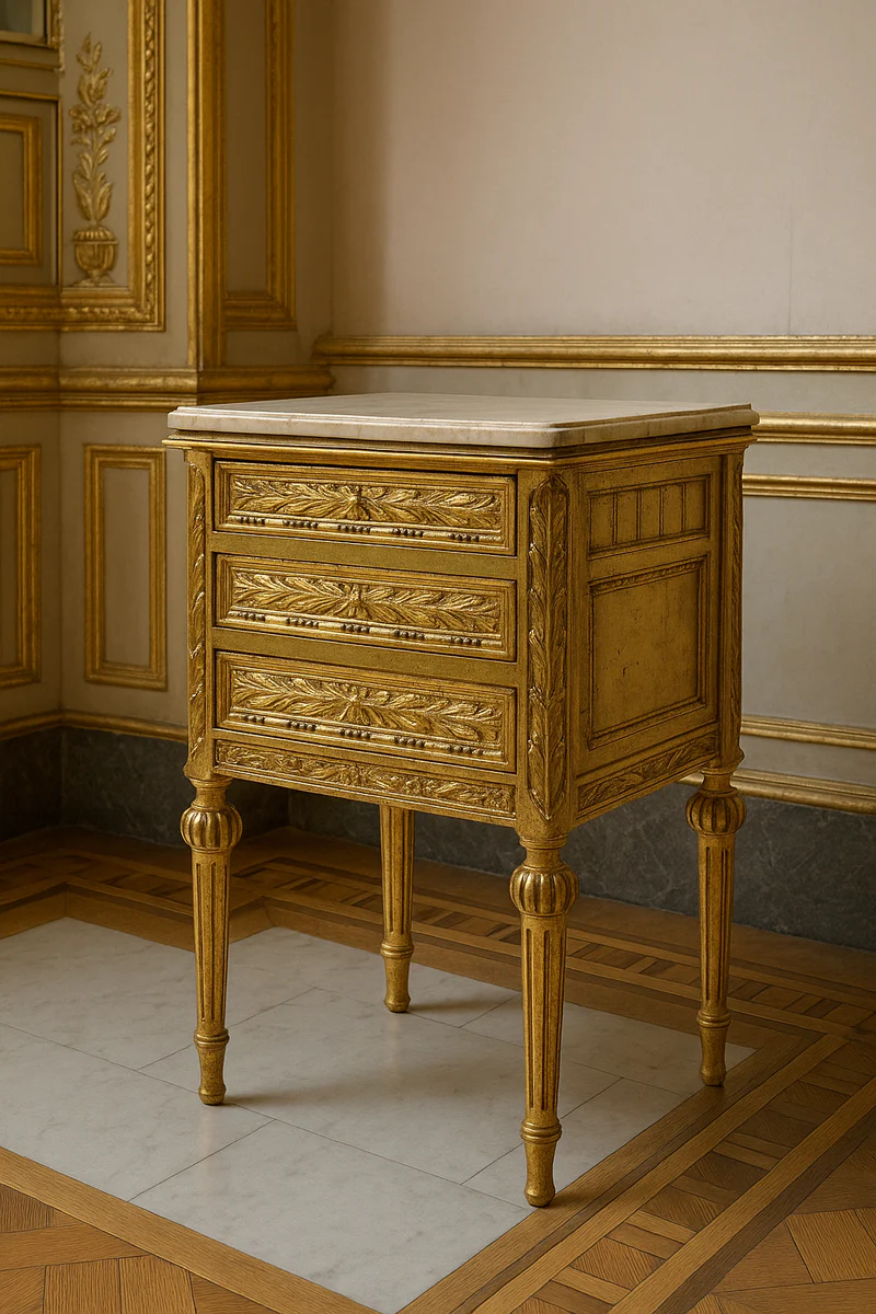 Baroque chest of drawers antique gold / cream - handmade baroque style chest of drawers with 3 drawers