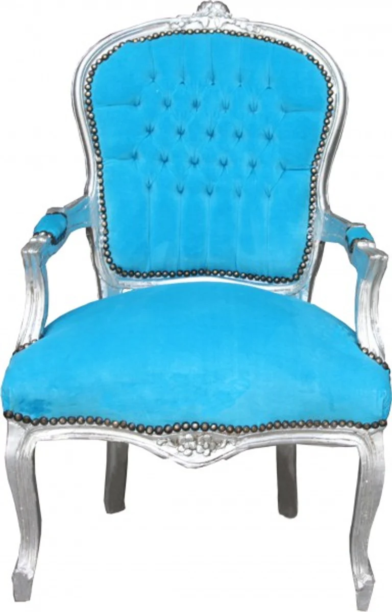 Baroque salon chair turquoise / silver