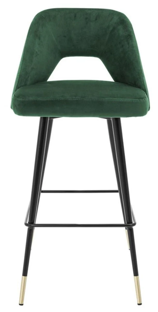 Luxury bar chair green / black 50 x 50 x H. 100 cm - luxury bar stool with backrest
