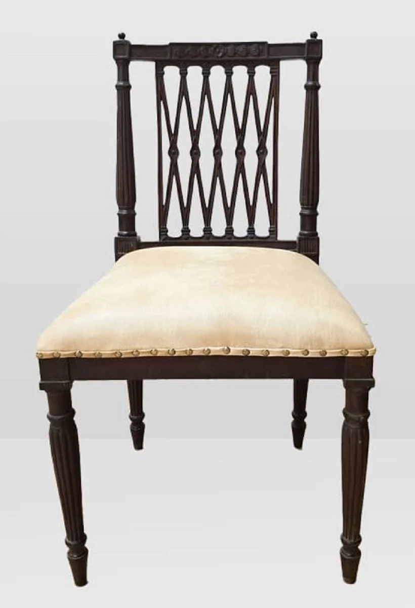 Luxury Baroque Dining Room Chair Beige / Dark Brown - Baroque Furniture - Made in Italy