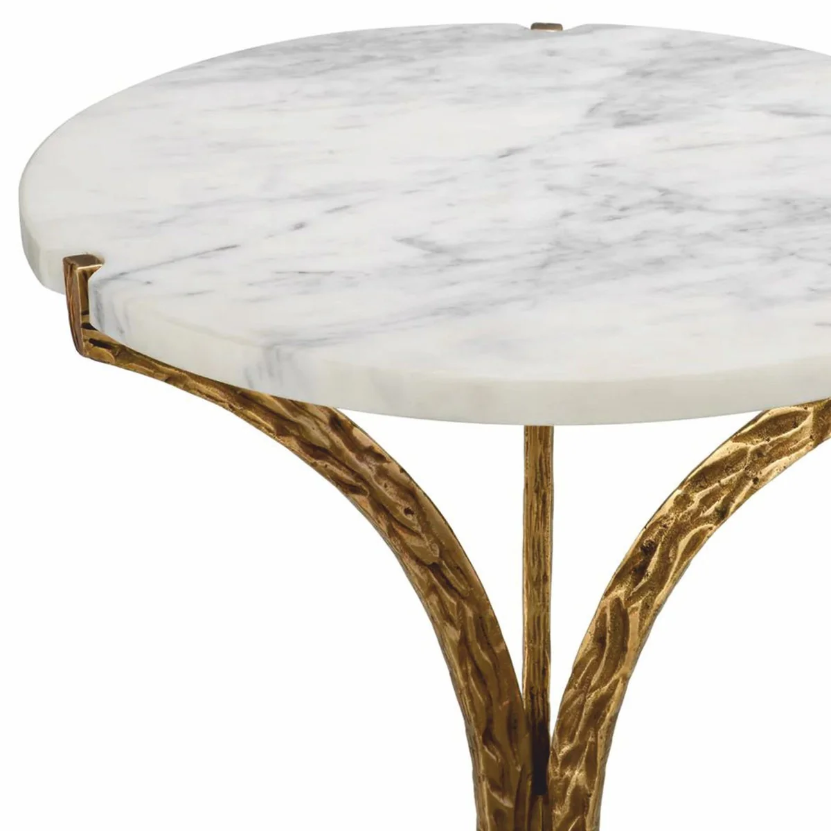 Luxury 3-legged side table with marble top vintage brass / white Ø 40 x H. 59 cm