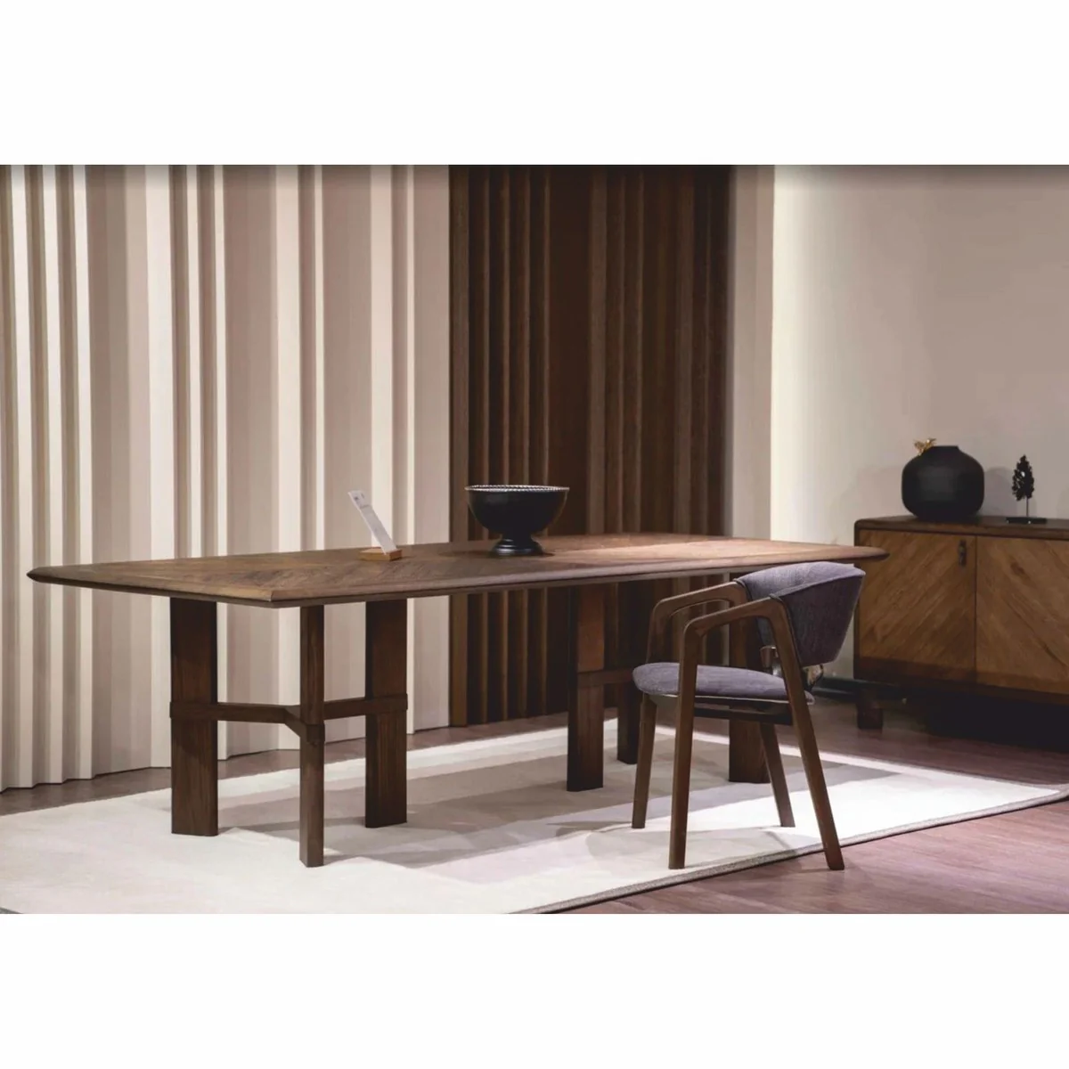 Luxury solid wood dining table brown 200 cm - dining room furniture