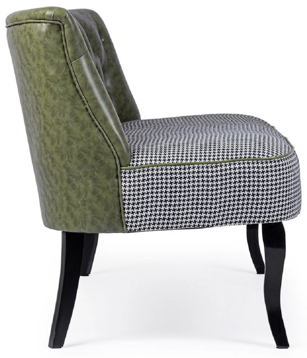 Luxury Chesterfield faux leather sofa dark green / white / black 136 x 66 x H. 76 cm - living room sofa - living room furniture - Chesterfield furniture - luxury furniture - luxury furnishings