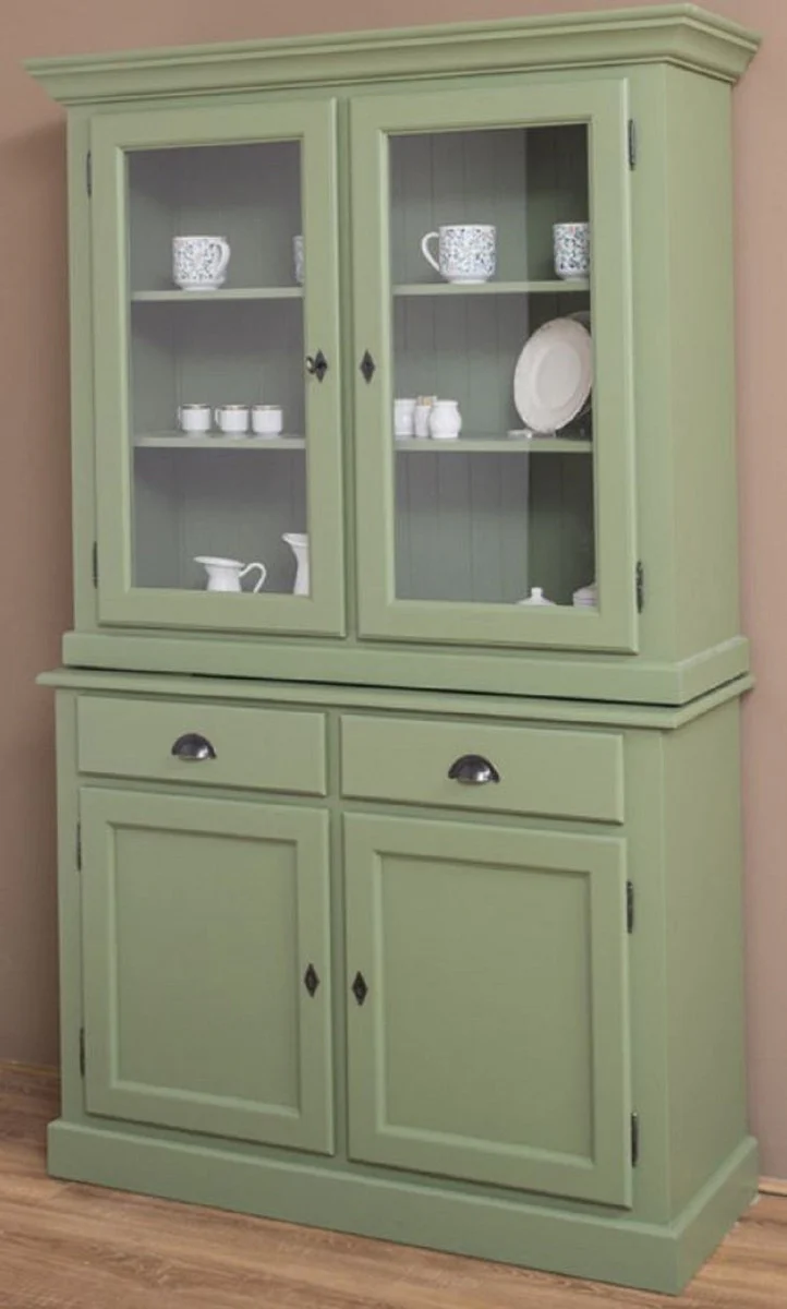 Country house style dining room cabinet green 126 x 45 x H. 200 cm - solid wood kitchen cabinet - dining room furniture in country house style - country house style furnishings - dining room furnishings