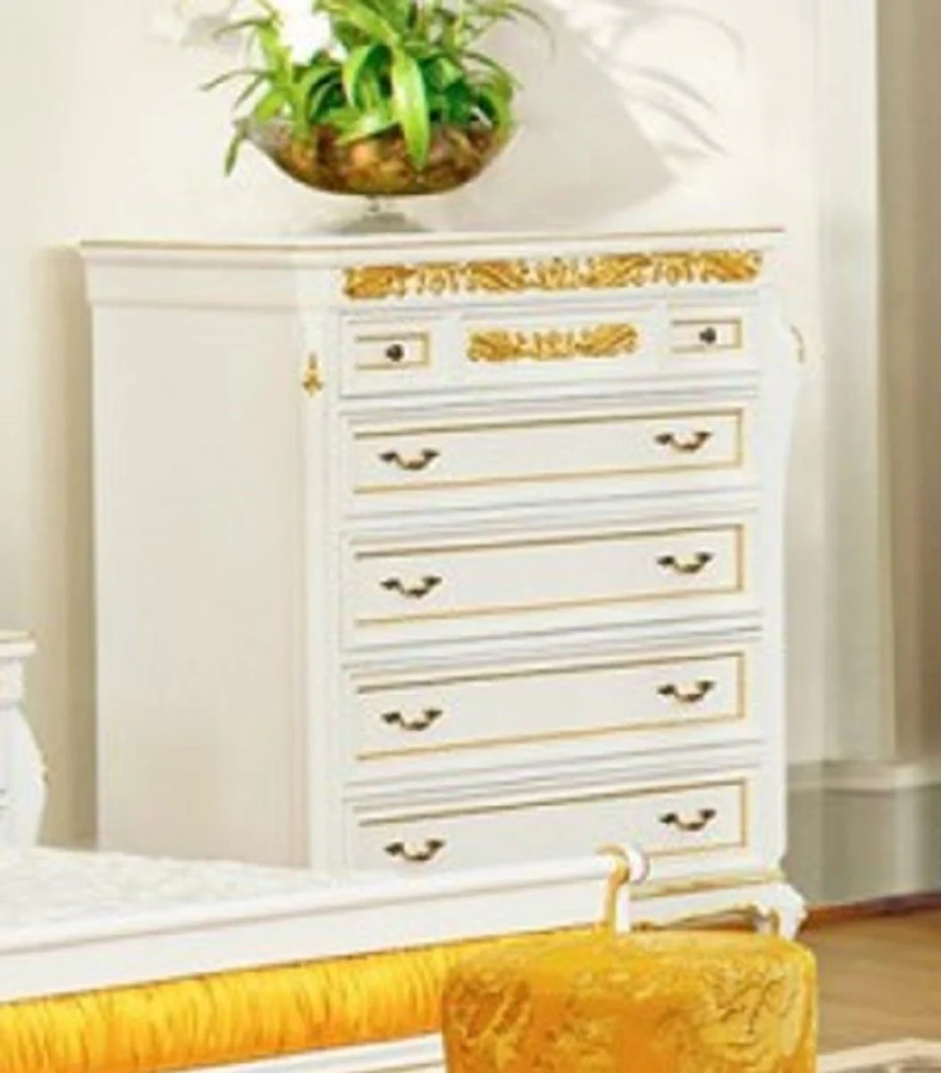 Luxury Baroque chest of drawers white / gold - Magnificent Baroque style bedroom chest of drawers - Luxury bedroom furniture in Baroque style - Baroque bedroom furniture