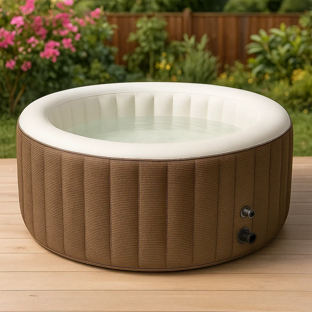 Aufblasbarer Whirlpool 196x196x71 cm 4 Personen rund braun/weiß LySHkAY337iL