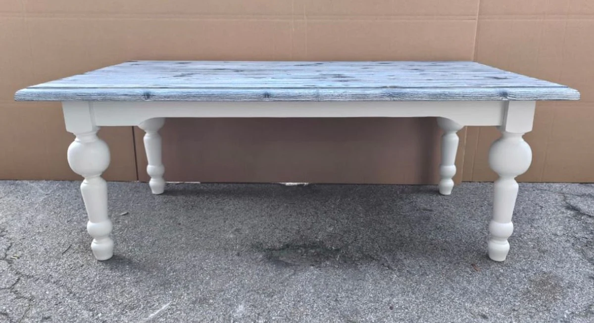 Landhausstil Couchtisch Grau / Weiß 120 cm - Landhausstil Wohnzimmer Möbel