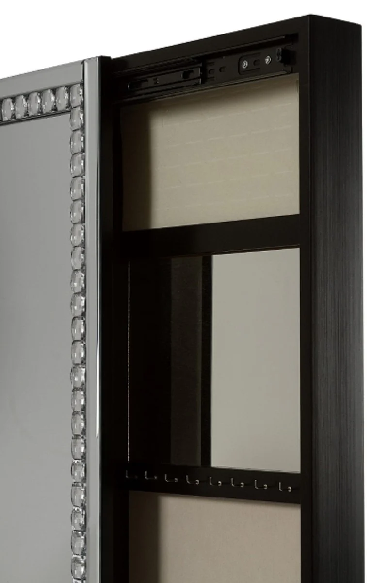 Luxury jewelry cabinet with mirror door silver / black 35 x 9 x H. 120 cm - Luxury Collection