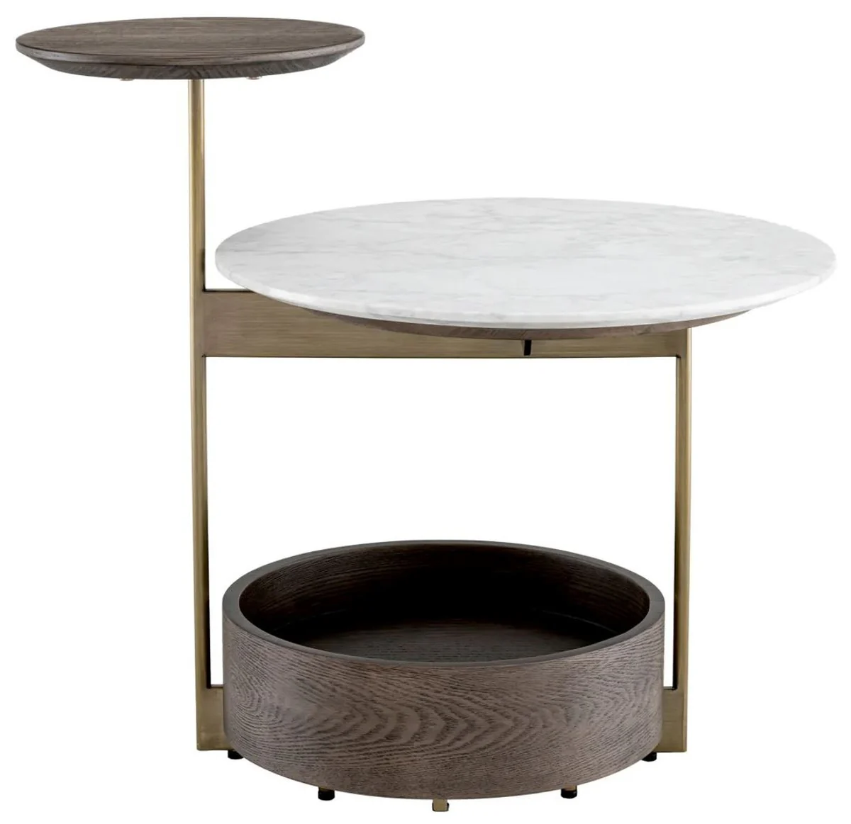 Luxury side table with marble top brown / white / brass 59.5 x 45 x H. 54.5 cm - living room furniture - luxury furniture - living room furnishings - luxury quality