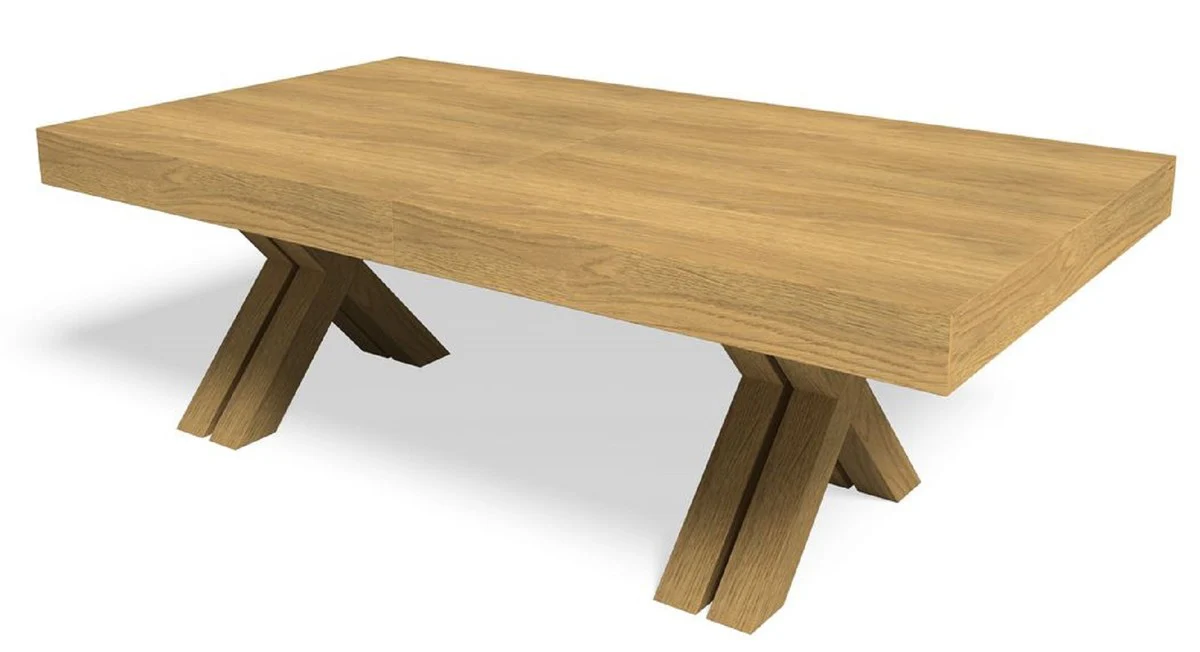 Luxury dining table natural colors 200-494 x 110 x H. 77 cm - Extendable solid wood conference table - Dining room furniture - Office furniture - Solid wood furniture - Luxury furniture