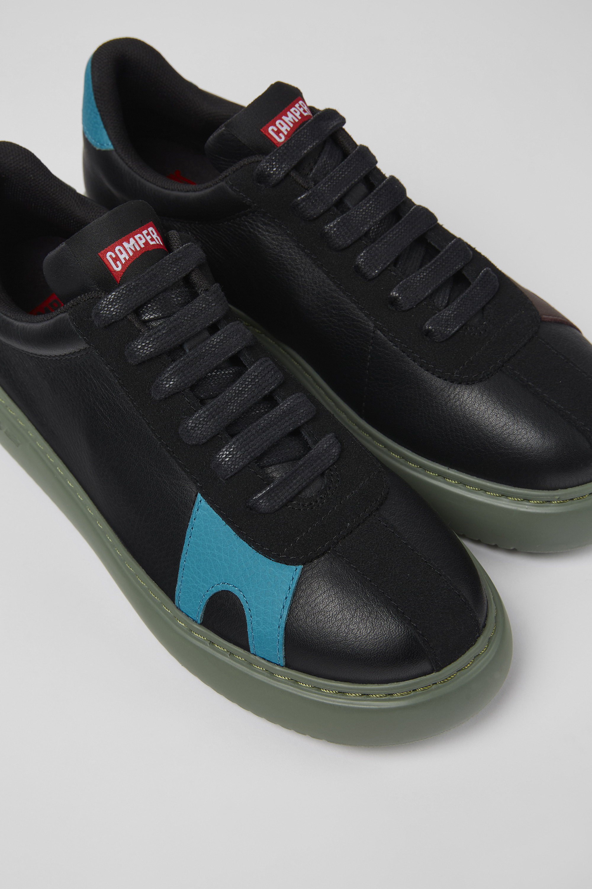 Twins - Schwarzes Leder und Nubuck Turnschuhe für Damen