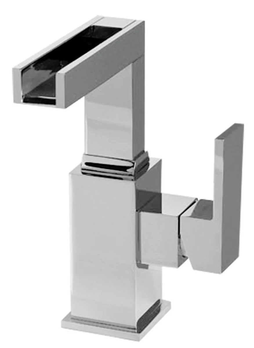 Luxury bathroom basin mixer silver H. 18.8 cm - single-lever basin mixer with waterfall spout