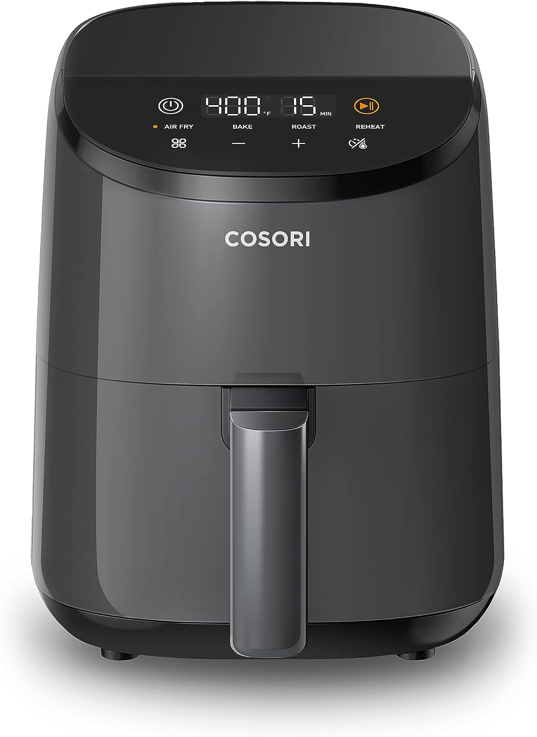 COSORI Small Air Fryer Backofen 2.1 Qt, 4-in-1 Mini Airfryer, Bake, Roast, Reheat, platzsparend & geräuscharm, Antihaft und Geschirrspüler Safe Basket, 30 In-App Rezepte, Aufkleber mit 6 Referenzhandbüchern, grau