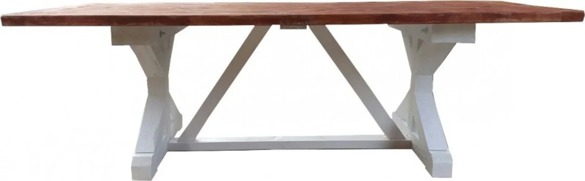 Shabby Chic Dining Table White Antique Style / Wood Colors 240 x 100 cm - Country House Style Table - Pine Wood