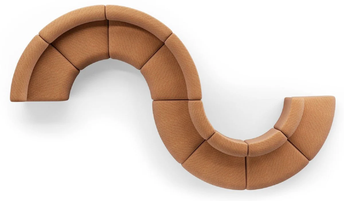 Luxury sofa brown 590 x 340 x H. 72 cm - Curved modular 8-piece sofa - Hotel sofa - Living room furniture - Hotel furniture - Luxury furniture