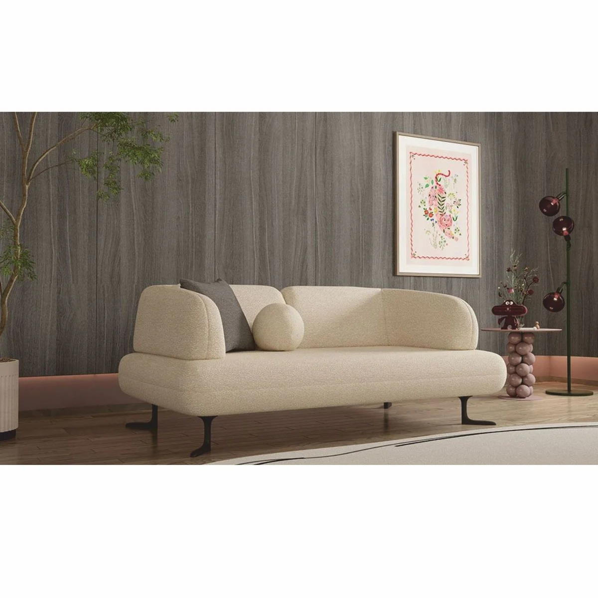 Luxus 2er Sofa mit verstellbaren Rückenlehnen Creme / Schwarz 169 cm - Luxus Möbel