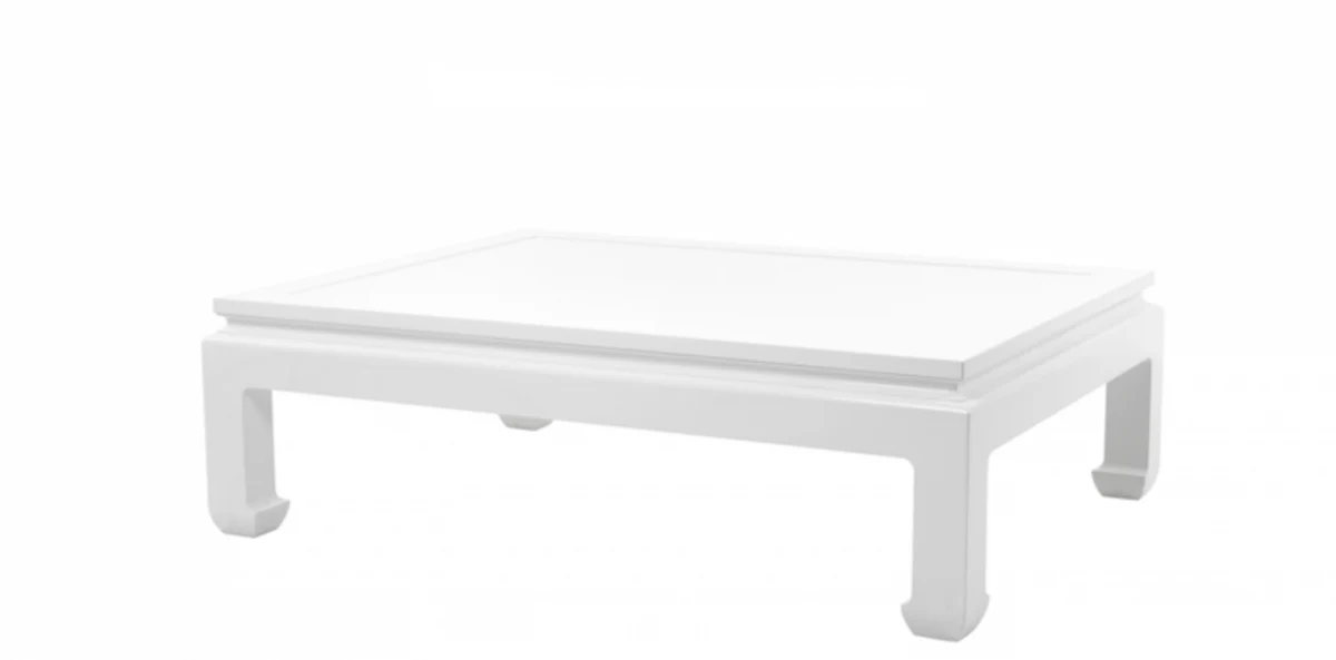 Luxury Art Deco Designer Mahogany Coffee Table White - Living Room Salon Table - Luxury Collection