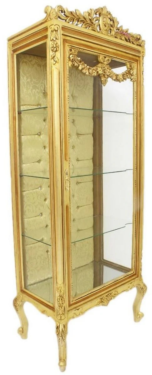 Baroque display cabinet gold 70 x 40 x H. 180 cm - Magnificent baroque display cabinet with glass door and glittering stones - Baroque furniture