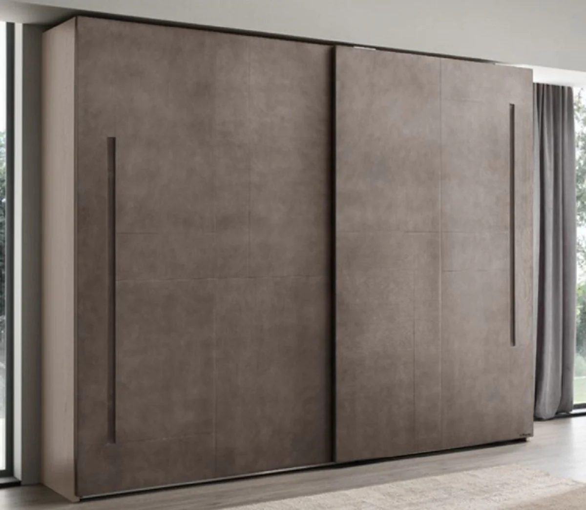 Luxury bedroom wardrobe gray 295 x 68 x H. 250 cm - solid wood wardrobe with 2 sliding doors - bedroom furniture - luxury quality