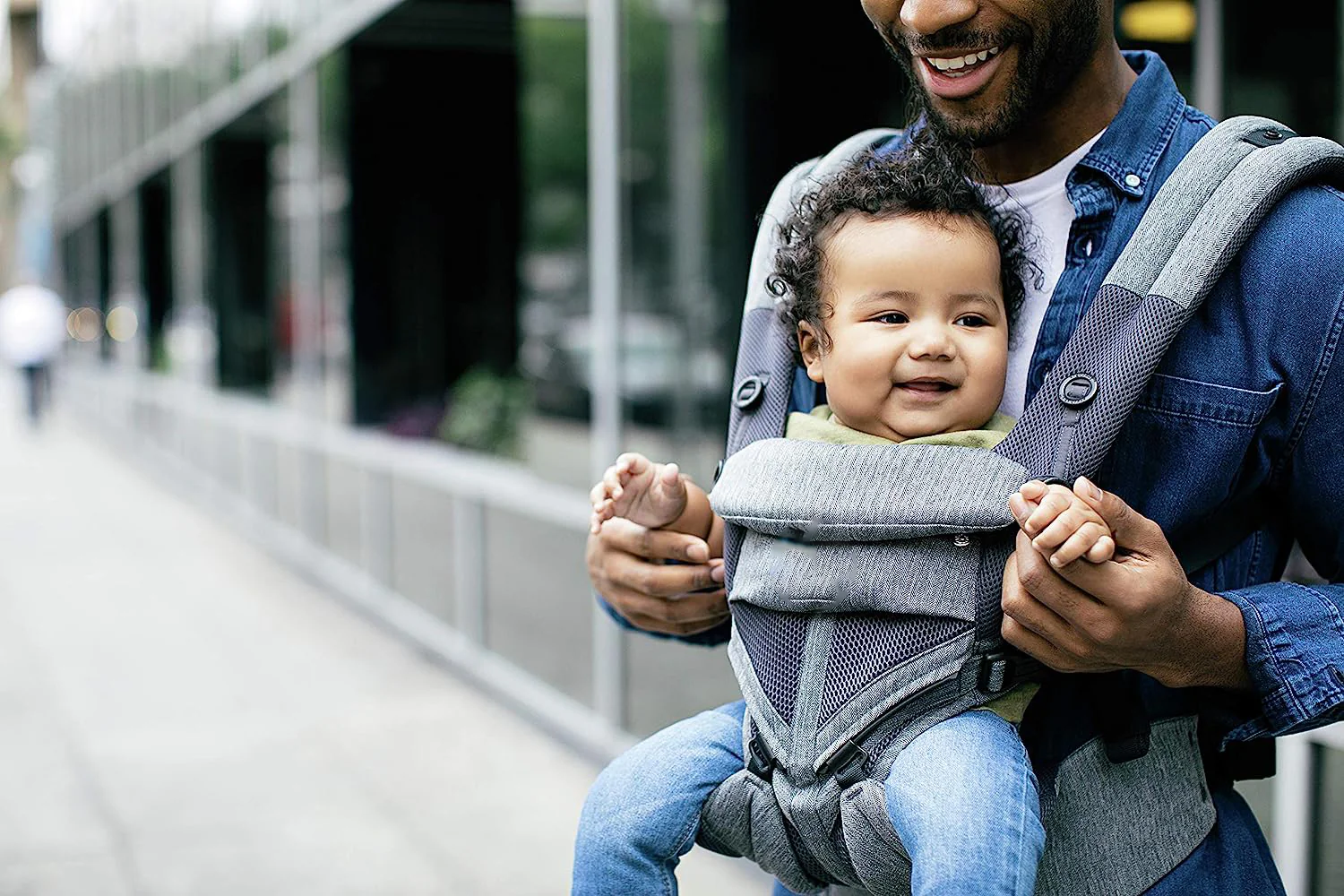 360-Grad-Babytrage für Neugeborene bis Kleinkinder mit Lendenwirbelstütze und Cool-Air-Mesh (3,5–25 kg), Perlgrau