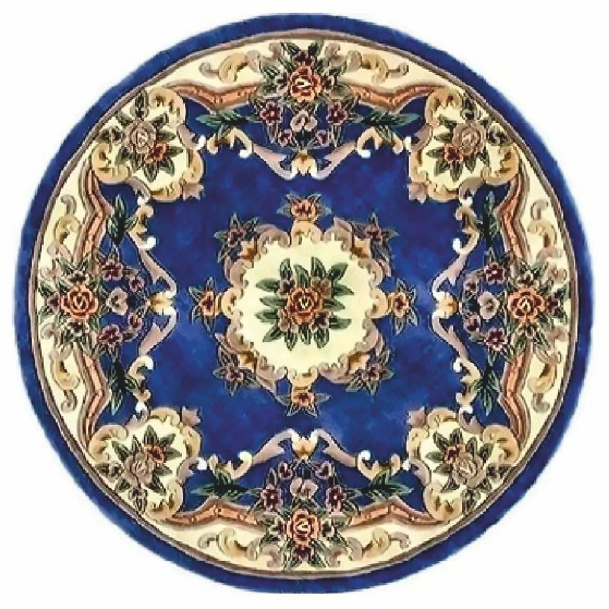 Luxury Baroque Living Room Carpet Blue / Cream - Various Sizes