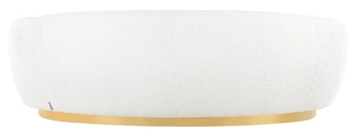 Luxury sofa white / gold 221 x 98 x H. 72 cm - Curved living room sofa - Living room furniture - Living room furnishings - Luxury furniture - Luxury furnishings - Furniture luxury