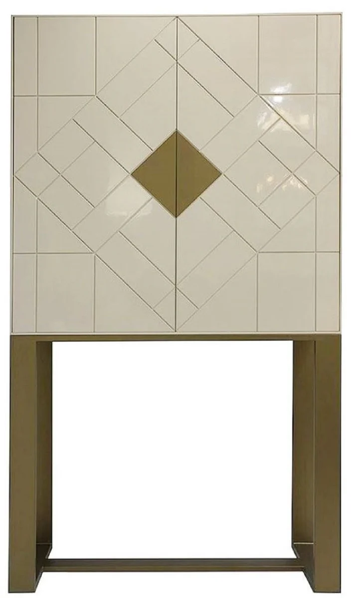 Designer living room cabinet cream / brass 100 x 40 x H. 180 cm - living room furniture - luxury quality