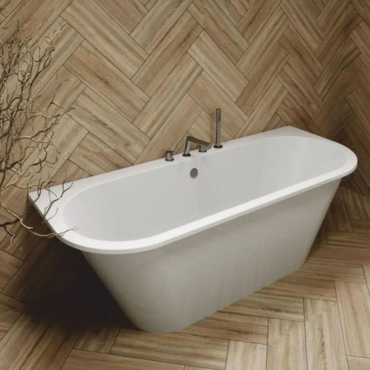 Freestanding luxury bathtub high gloss white 170 cm - bathroom furniture