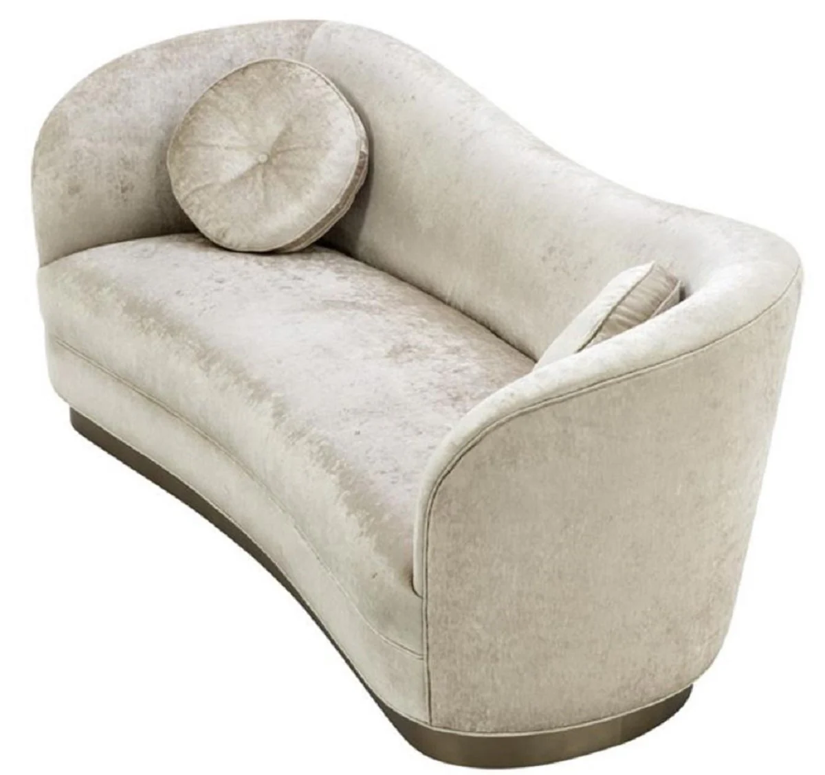 Luxury living room sofa white-beige / bronze 230 x 85 x H. 82 cm - Curved luxury couch with 2 decorative cushions