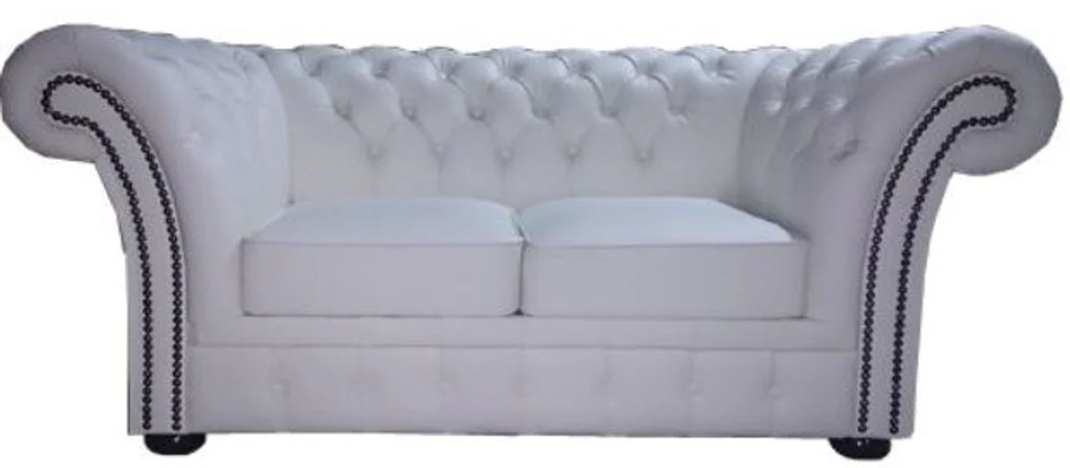 Chesterfield genuine leather 2-seater sofa white 170 x 90 x H. 80 cm - luxury collection