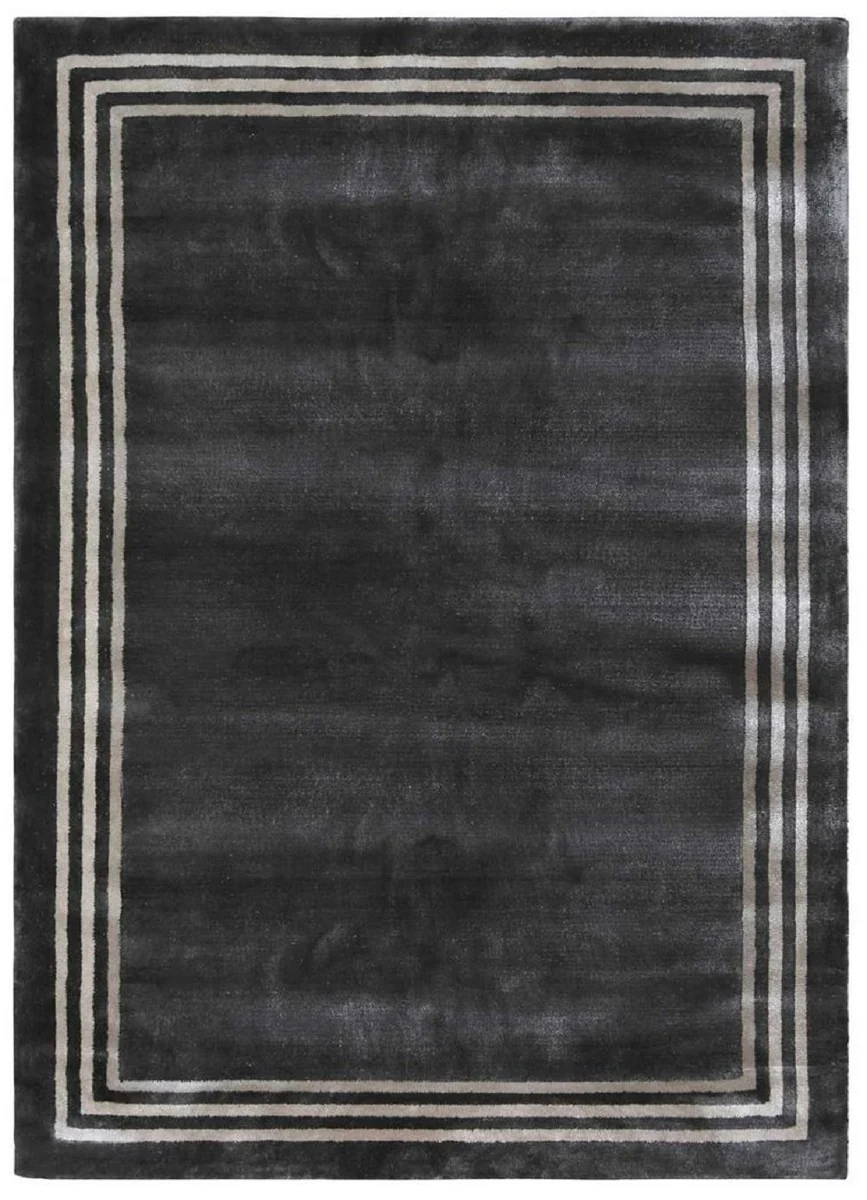 Luxury viscose rug black / gray 160 x 230 cm - Rectangular living room rug - Modern bedroom rug - Luxury interior - Luxury quality